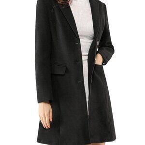 Allegra K Women's Notched Lapel Long Sleeves Single Breasted Winter Long Coat